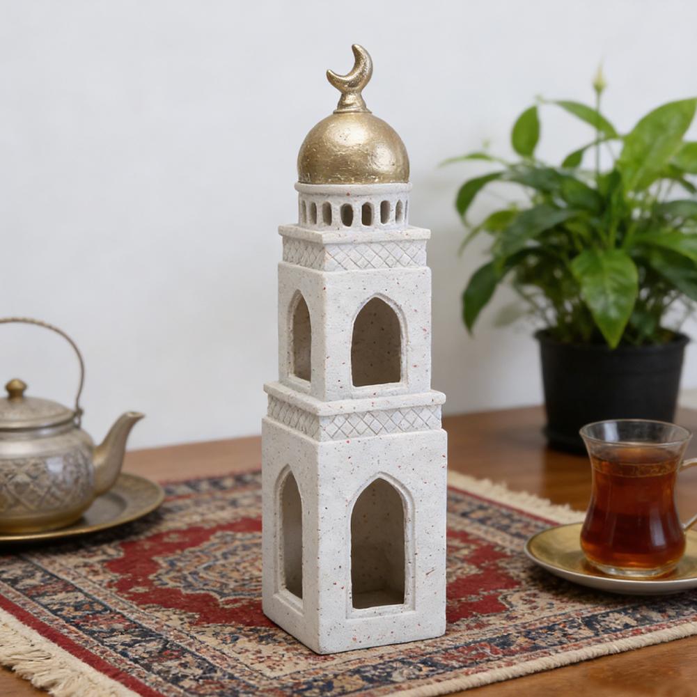 Resin Mosque Statue Tower Ornaments Tower Sculpture Decorative Ramadan home decor for Living Room Bedroom castle ornament