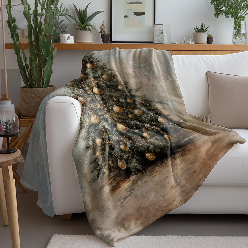 Tuniu Cozy Christmas Tree Fleece Blanket Soft Warm Throw Blanket for Sofa Bed Bedroom Living Room Decor