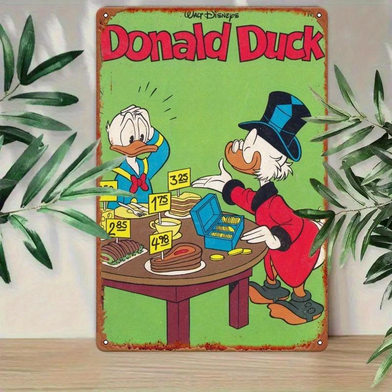 2D Flat, 1pc 8x12 Inch Iron Wall Hanging Decoration, Suitable for Room Home Decoration, Disney "Mickey Mouse and Donald Duck" Cl