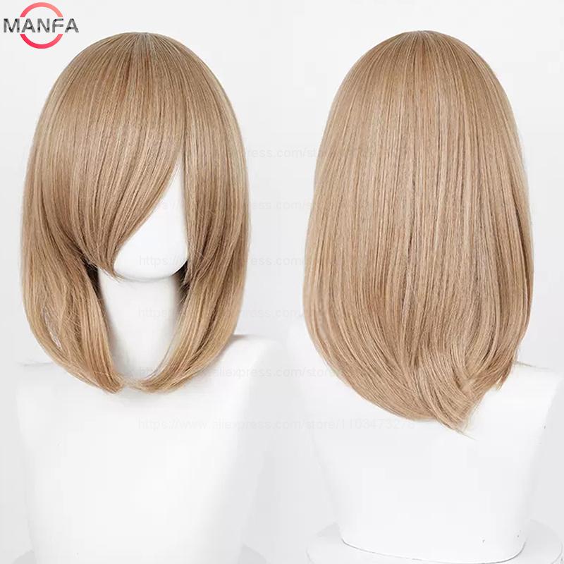 40cm Medium Basic Anime Cosplay Wig Bang Blond  Black White Red Pink Green Brown Gold Blue Heat Resistant Synthetic Hair Wigs