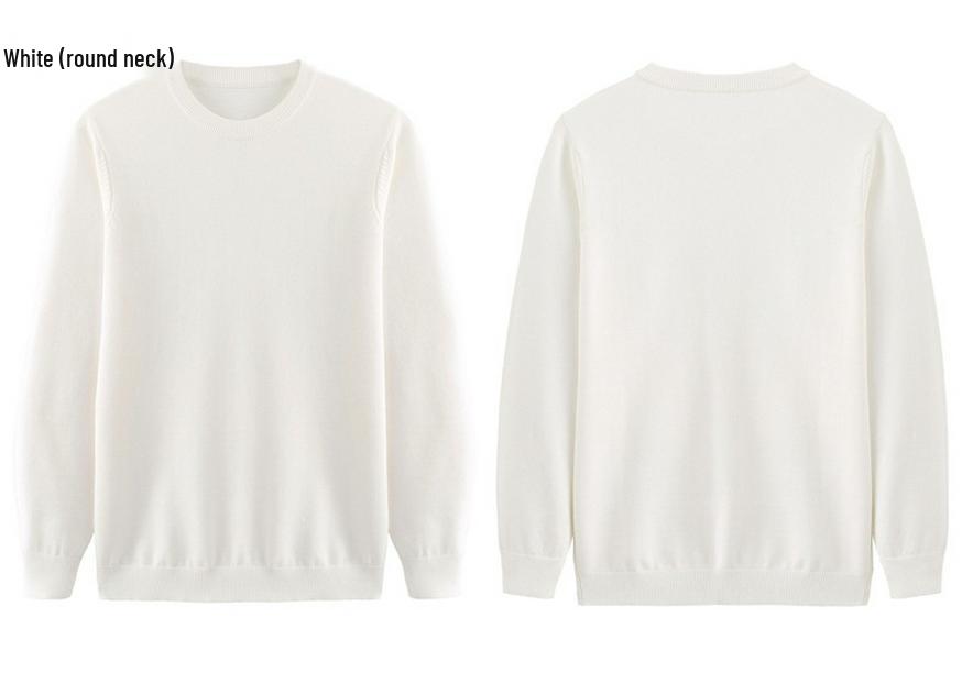 Men's Autumn-Winter V-Neck Slim Fit Woolen Sweater - Solid Color Long Sleeve Knitwear