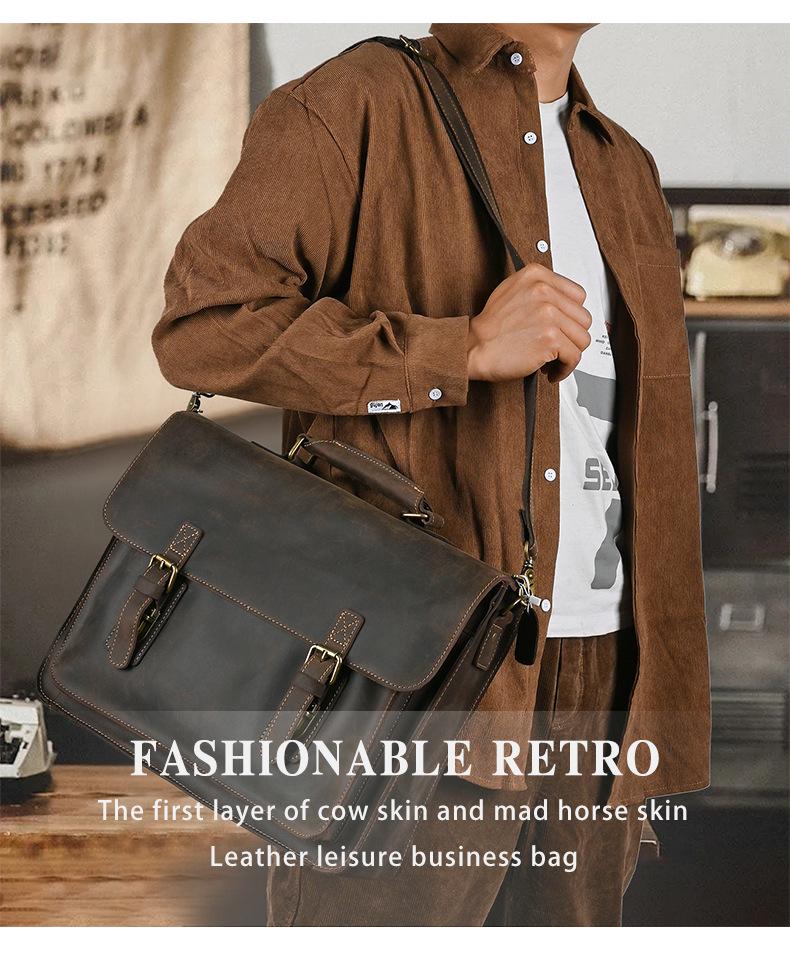 Vintage Pánská taška přes rameno crossbody na notebook z koňské kůže