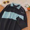 Men's Spring Casual Checkerboard Polo-Collar Sweatshirt - Retro, Loose-Fit Fashion Trend
