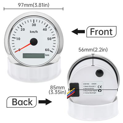 7 Colors Backlight IP67 Waterproof 85MM Speedometer Gauge For 12V24V Boat Car Truck Speed Gauge Meter Pulse Velocimeter 0-60 KMH