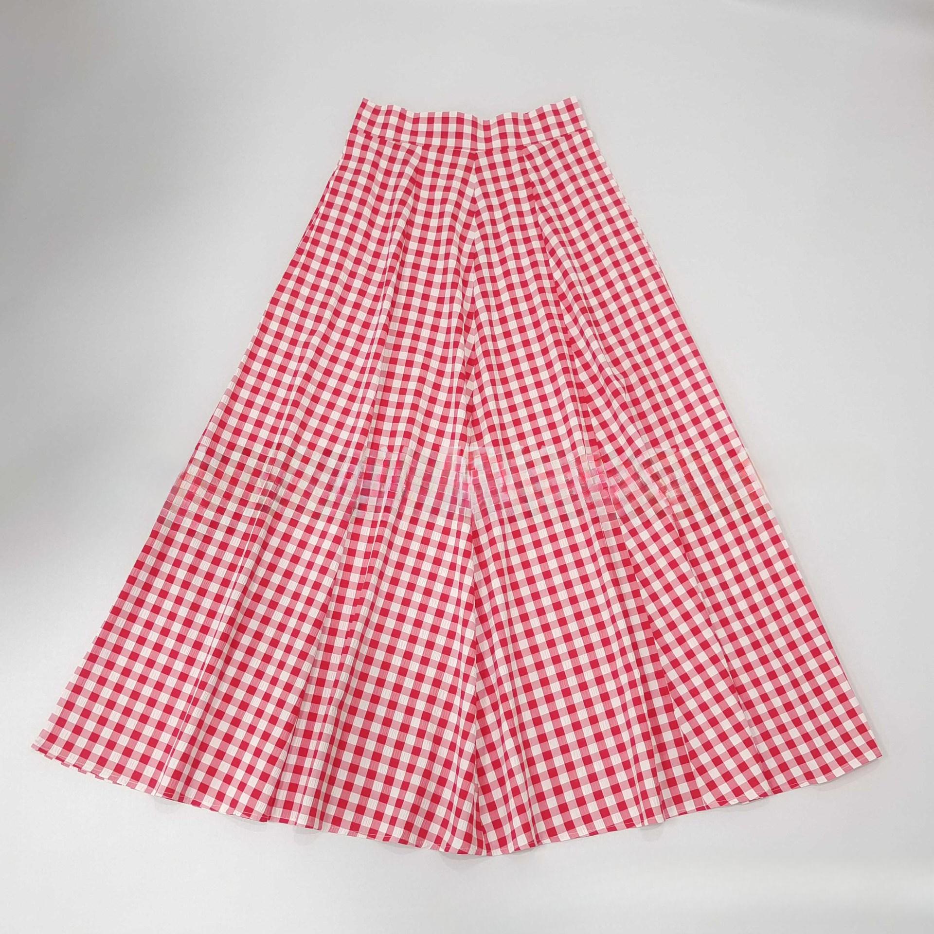 

S-5XL Модні жіночі плісировані максі-спідниці з високою талією, кишені, довга сукня в клітку XXL червоний