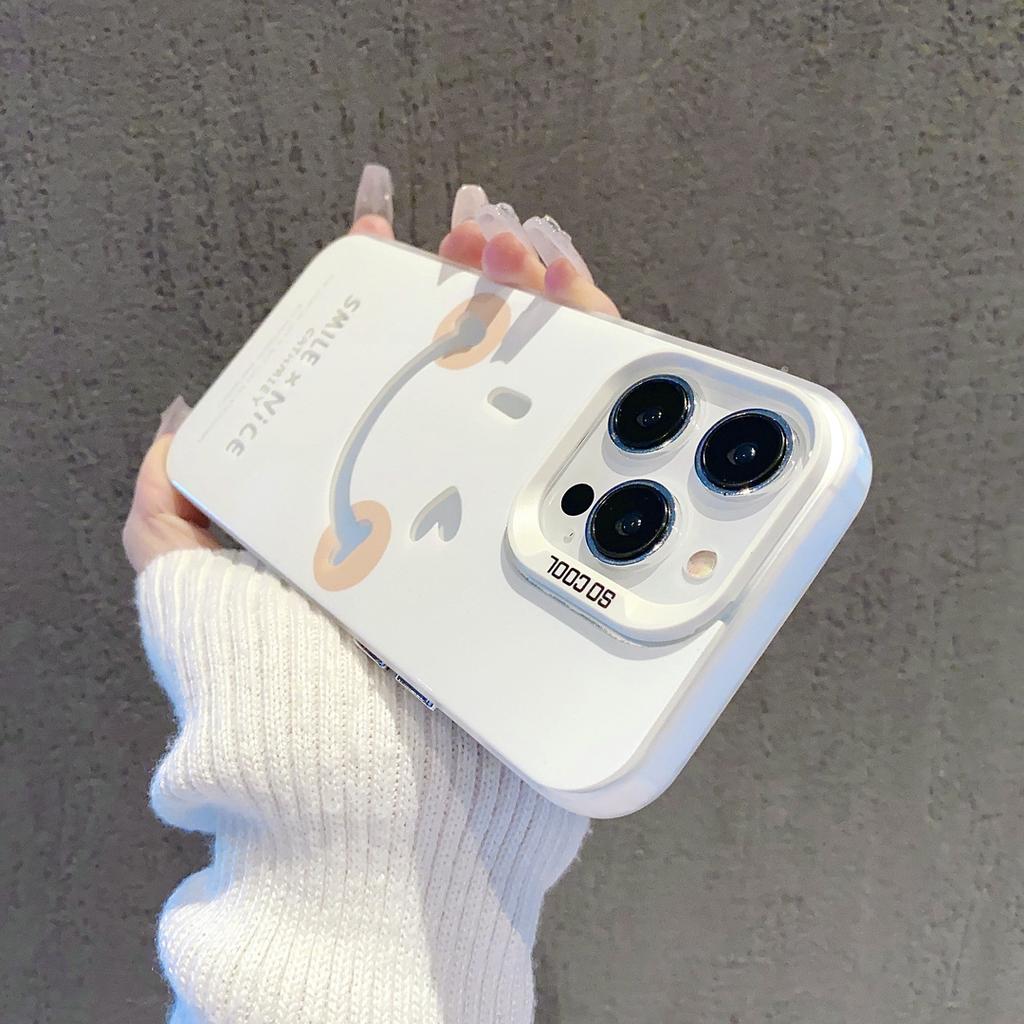 Applicable to iphone11/11pro new niche creative reno1/1 simple smiley face 11 colored silver mobile phone case
