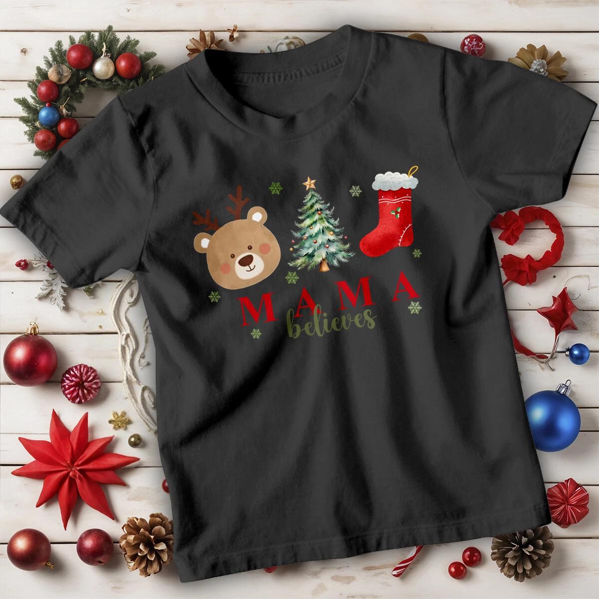 Personalized Boys Girls Reindeer Christmas T-Shirt Tee for Kids #MC 110