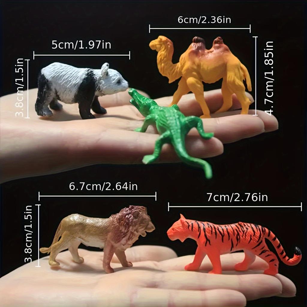 53pcs Mini Jungle Animal Figures Set - Educational Puzzle Toy with Fence & Tree for Youngsters' Birthday, Christmas & Party Learning Fun
