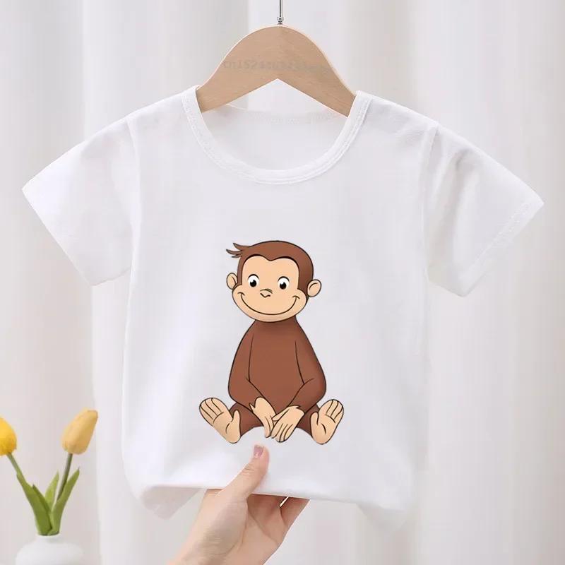

Curious George Cute Monkey Print Kids T-shirt Children s Clothes Summer Baby Girls Clothing Boys Short Sleeve T Shirts 100