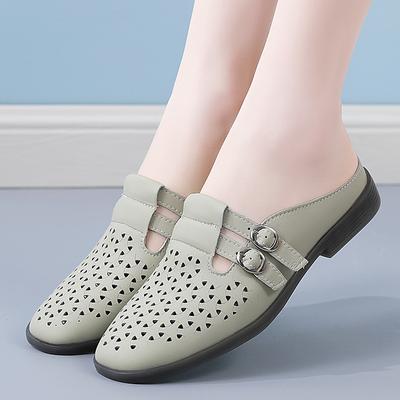 Damen Sandalen ohne Rücken Sommer Slipper Pantoletten Grau Geschlossene Zehen Hausschuhe Damen Freizeit Clogs