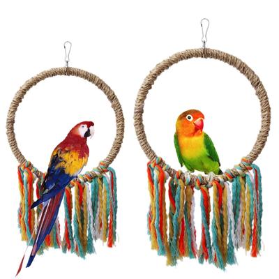 Haustier Vogel Papagei Spielzeug Baumwolle Seil Kreis Spielzeug Kauen Biss Papagei Barsch Hängen Käfig Schaukel Seil Ring Stehen Klettern Spielzeug vogel Liefert