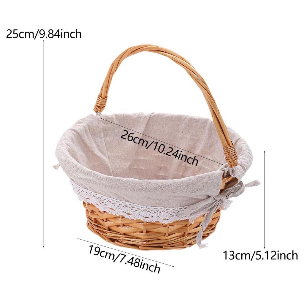 Handwoven Rattan Picnic Storage Basket Portable Rustic Charm Accessories for Outdoor Camping Circular Shape Multifunctional