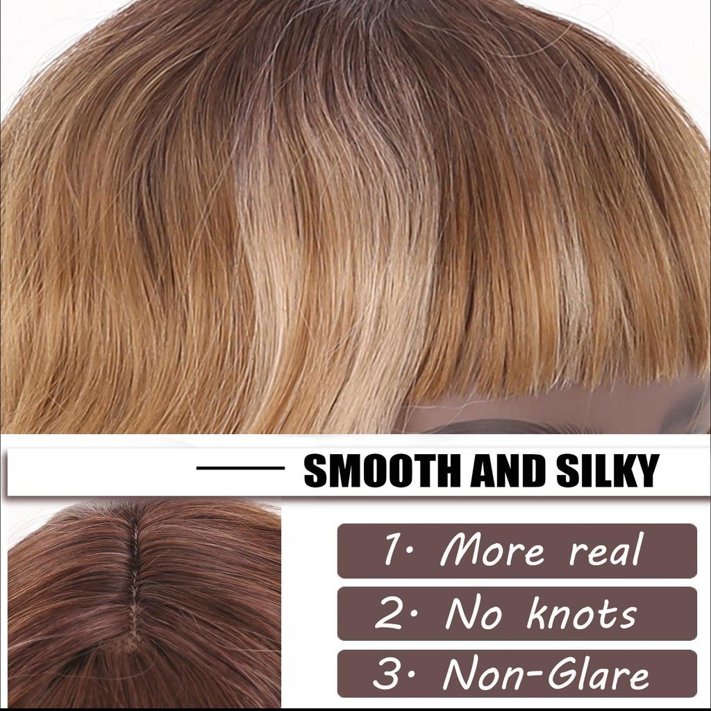 Short Wave Bob Wigs  for Women Natural Bangs Heat Resistant Wavy Synthetic Wig Daily Wear Cosplay Curly Hair