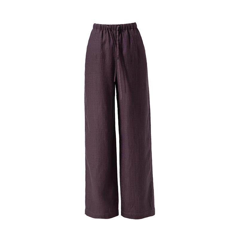 Guang Mei Women s Linen Tencel Wide-Leg Pants - Summer 2025, Casual Elastic Waist, Floor-Length 26
