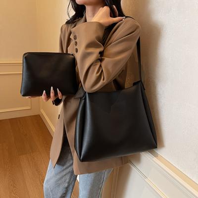 Large Capacity 2025 Retro Portable Shoulder Bag Fashionable New Tote Bag Bag with Pocket Women's Big Bag