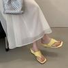 2025 Summer New Foreign Trade Women's Shoes Slope Heel Flip-flops Fashion Outer Flat Slippers Women