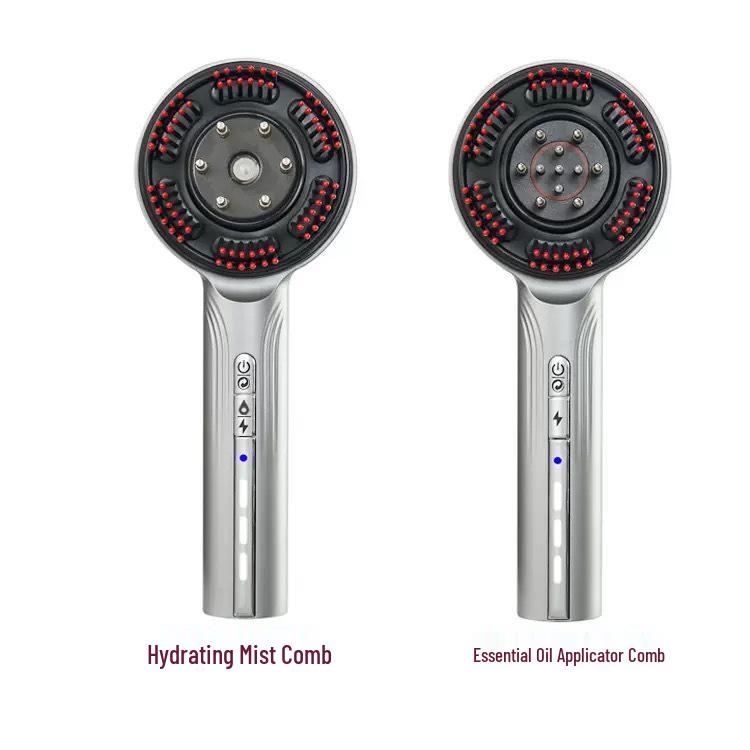 Red Light Hair Growth EMS Massage Comb with Waterproof Scalp Applicator S22 Hydrating Spray Comb IPX6 серый