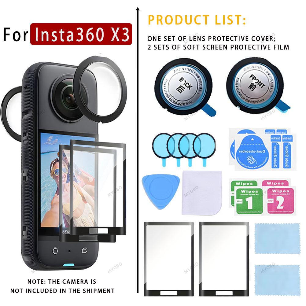 

Комплект защитных колпачков для объектива для Insta360 X4, защитная крышка для объектива из оптического стекла для Insta 360 X4 X3, аксессуары PC