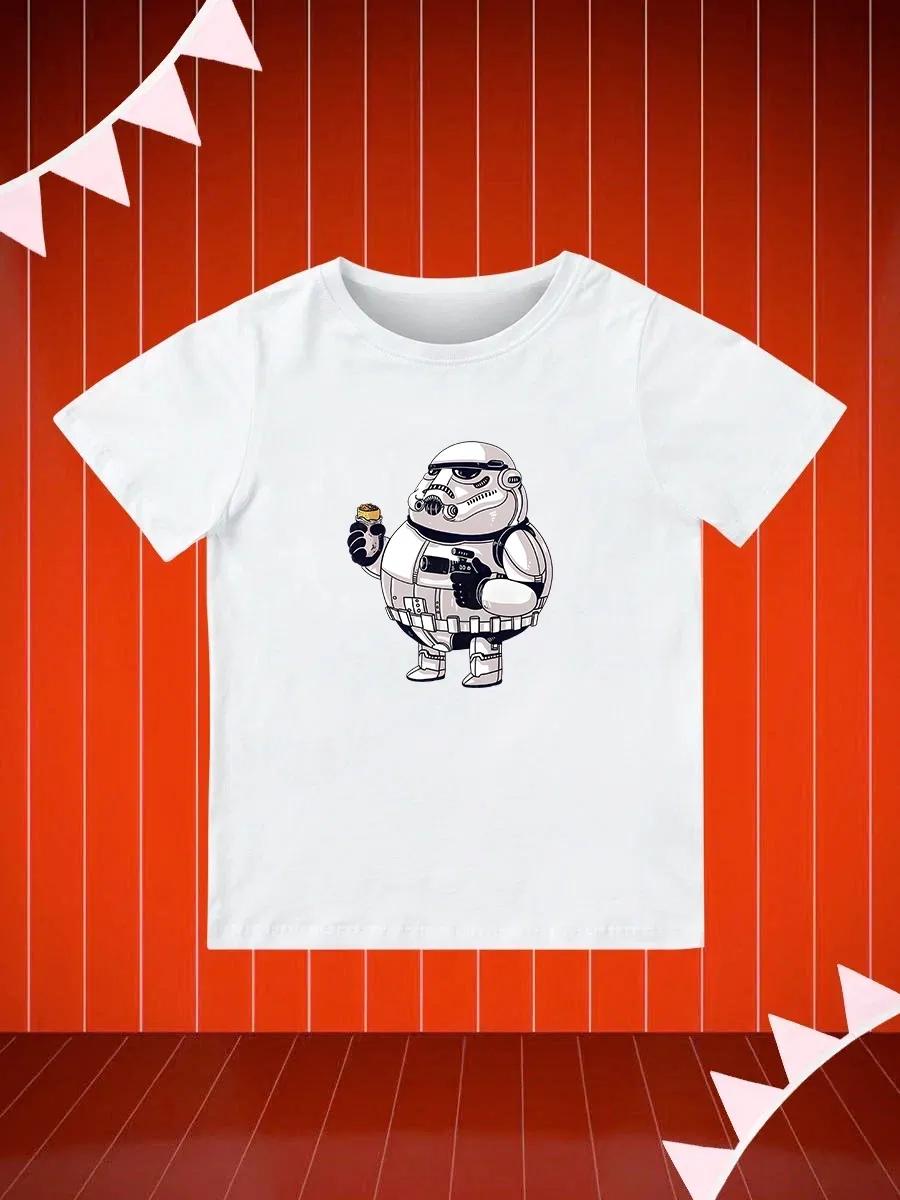 Round Neck Printed Pattern Pullover Short Sleeve Kids Tops Star Wars 150