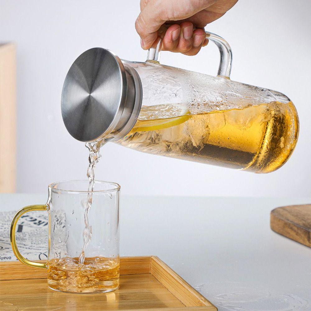Transparent Heat Resistant Kettle 1.5L Tea Pitcher Minimalist Glass Water Pitcher  Household