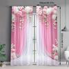 2 Stück - Rosa floral - Bedruckte Vorhänge, geeignet für Heimdekoration in Schlafzimmern und Wohnzimmern