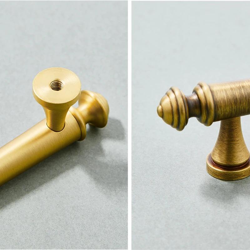 Tragere de sertare elegante pentru comodă Mânere de bucătărie din alamă satinată Trage de sertar Butoane de dormitor din alamă masivă T Bar Hardware pentru dulap Bronz