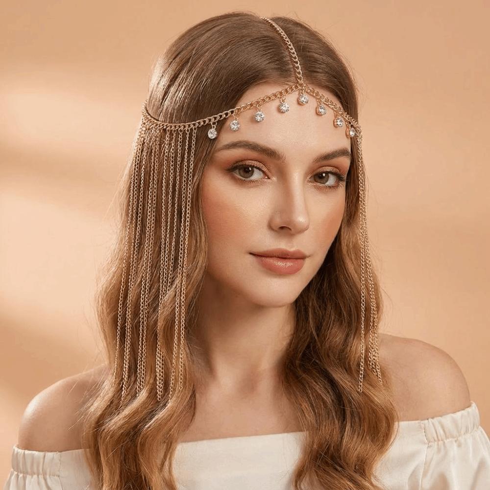 Rhinestone Tassel Rhinestone Tiara Retro Ethnic Style Head Chain Tiara  Forehead Headband