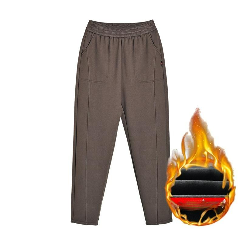 

Осенние брюки, Женские брюки, Осенне-зимние прямые брюки с высокой посадкой, Женская верхняя одежда, Брюки плюс бархат XXXL кофейный