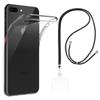 Coque et tour de cou pour iPhone 7 PLUS / 8 PLUS - TPU Souple Transparent Cordon Noir réglable Phonillico®