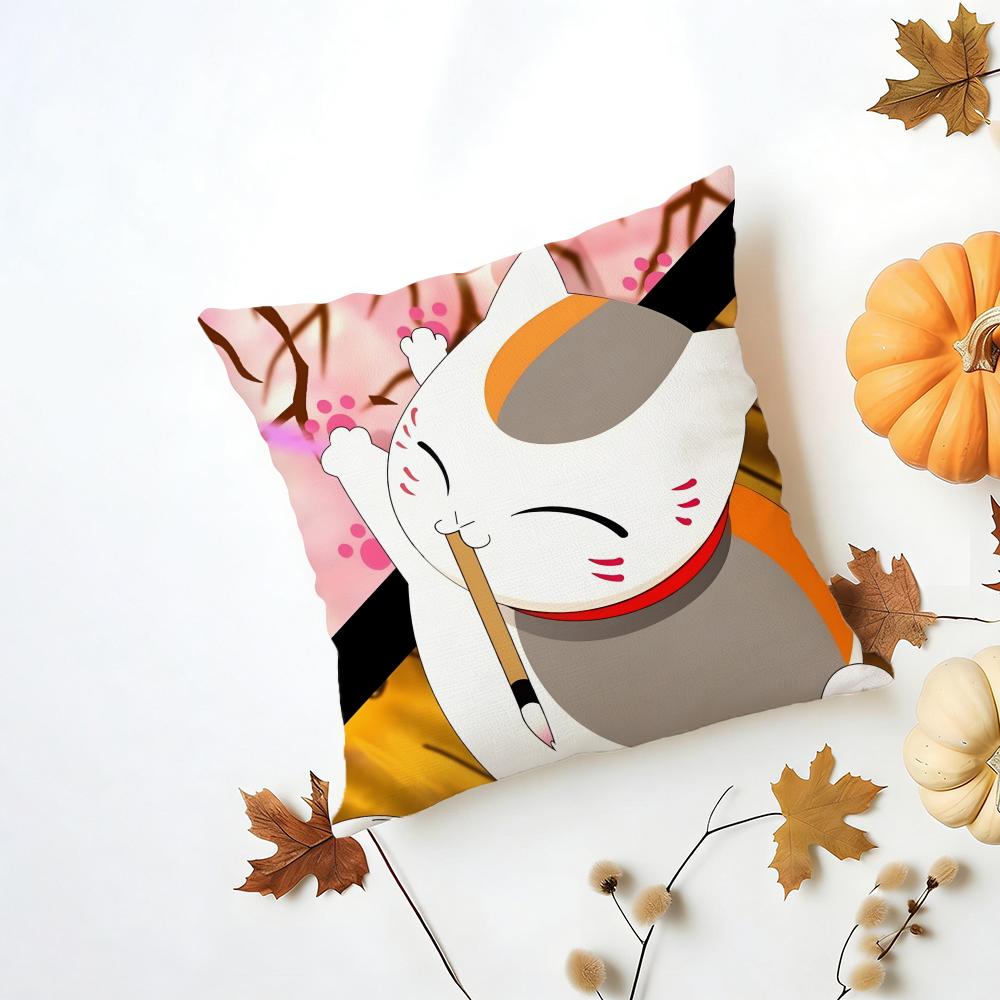 NNyankosensei Cushion Cover Washable Linen Pillowcase Soft for Daily Sofa Bed Home Room Decor