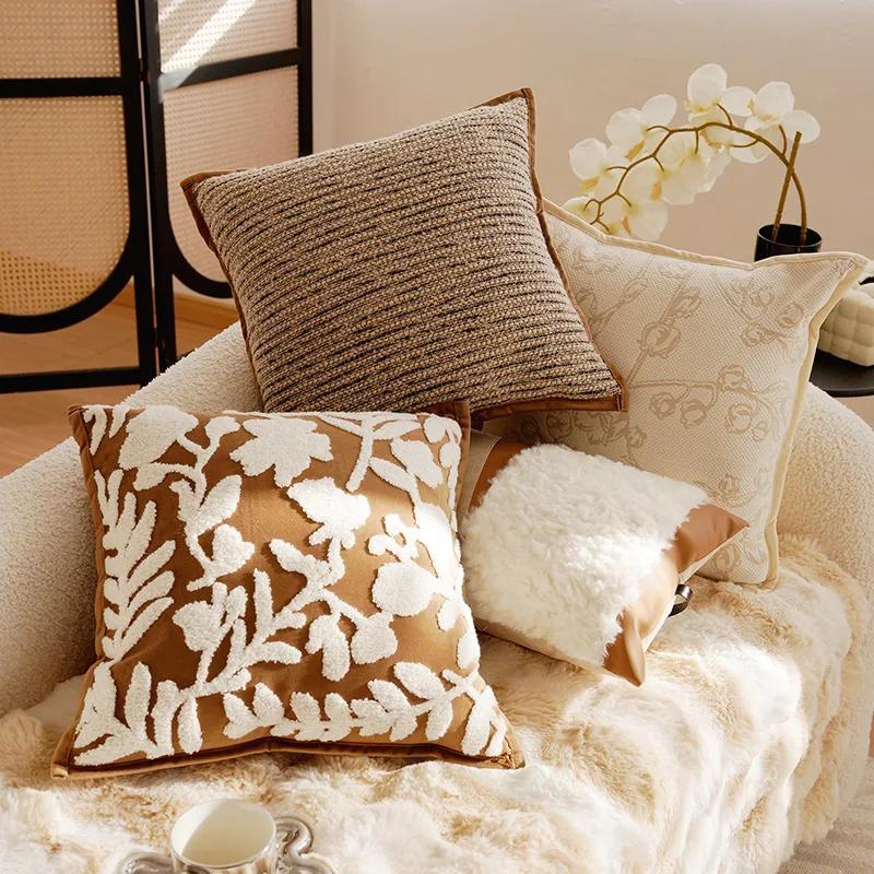 11X11/11X11CM Cream Brown Throw Pillow Cover Luxury Nordic Stamping Waist Cushion Cover Decor Home Decorative Pillowcase 1116