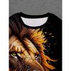 Men's 3D Printed T-shirt Casual Round Neck Lightweight Summer Trend Fashionable Versatile Lion Patterned T-shirt