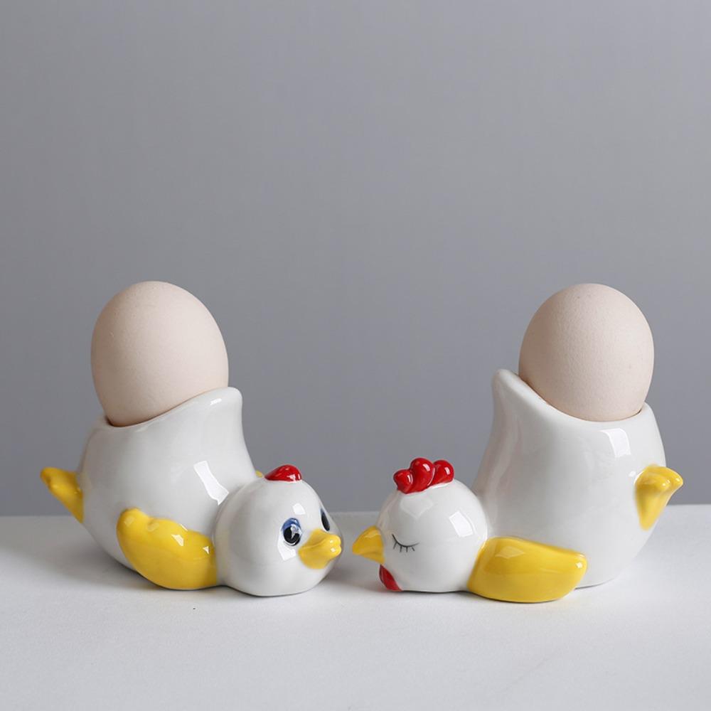 Ceramic Cartoon Eggs Holder Chicken Shape Eggs Base Creative Chicken Eggs Cup  Breakfast