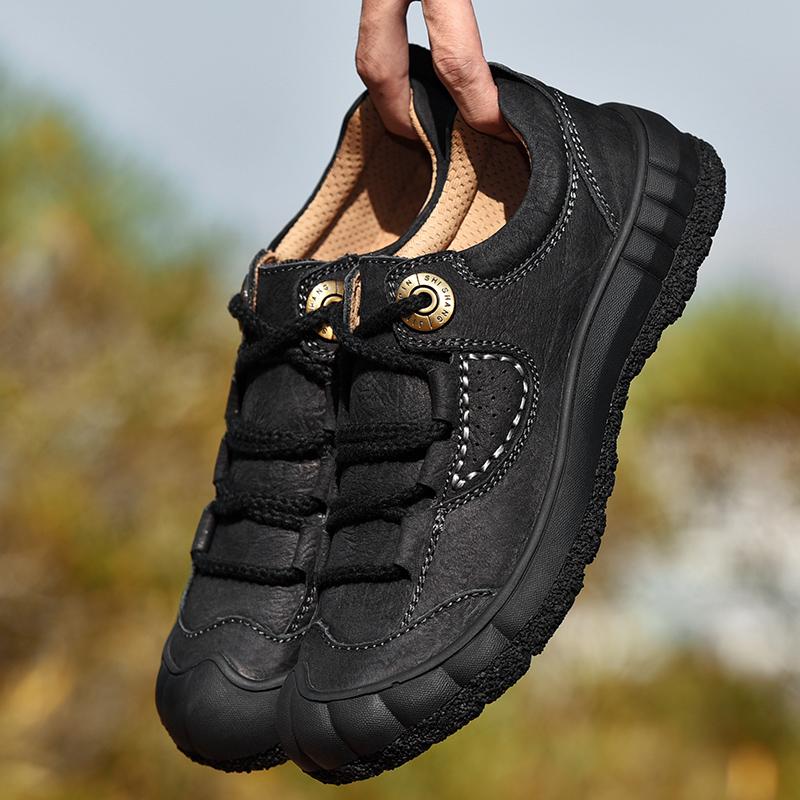 Men'S Big Size Climbing Shoes Men Outdoor Hiking Non-Slip Ankle Boots High Quality Mens Sneakers Genuine Leather Luxury Footwear