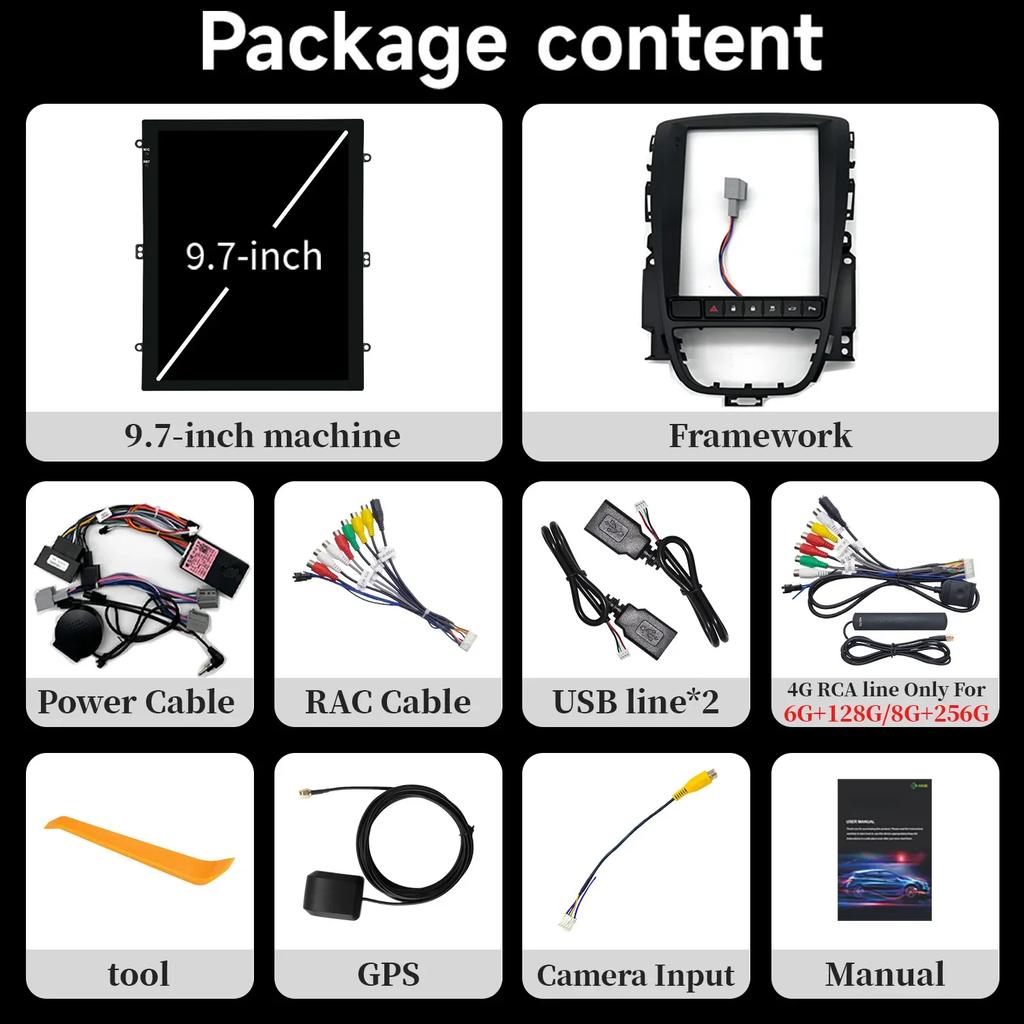 9.7inch For Opel Astra Buick Verano 2009-2015 Android 14 Car Radio Multimedia GPS Wireless  Carplay Screen Stereo