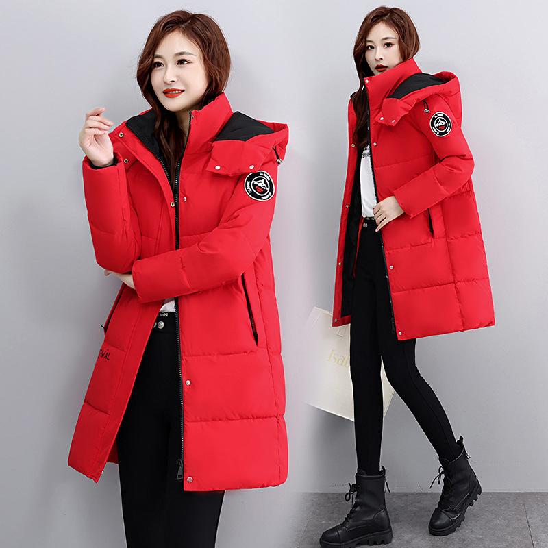Brand down jacket women's medium and long new fashion loose thickened long knee white duck down jacket