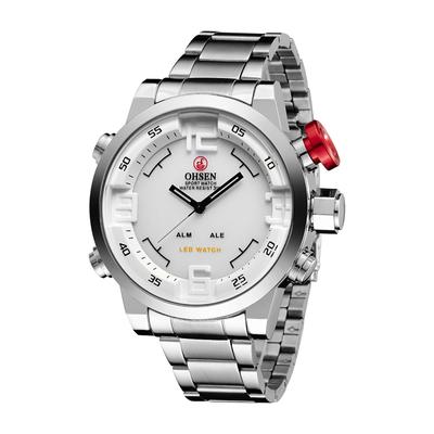LED Wasserdichte Militär-Quarz-Uhr aus Edelstahl mit Tag und Chronograph Ein Tolles Geschenk für und Tag Herren Analog-Digital-Uhr Kalender, Anzeige,