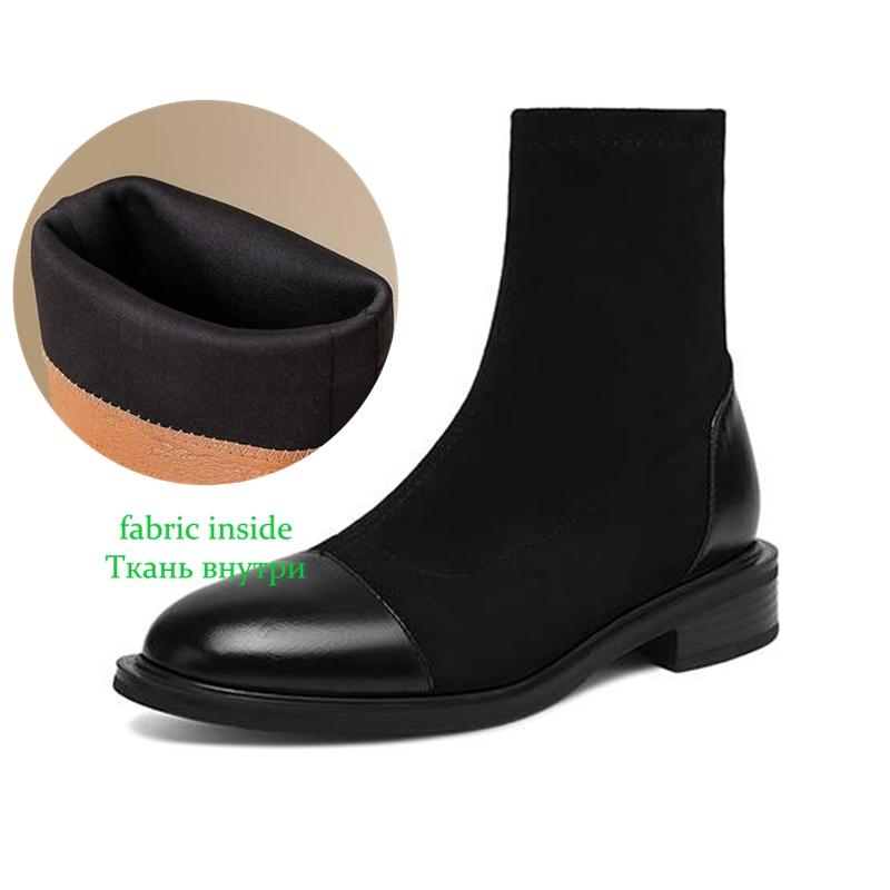 Krazing Po microfiber Flock Winter Round Toe Size 33 Chelsea Boots Size 43 Zipper Fashion Low Heels Stretch Ankle Boots