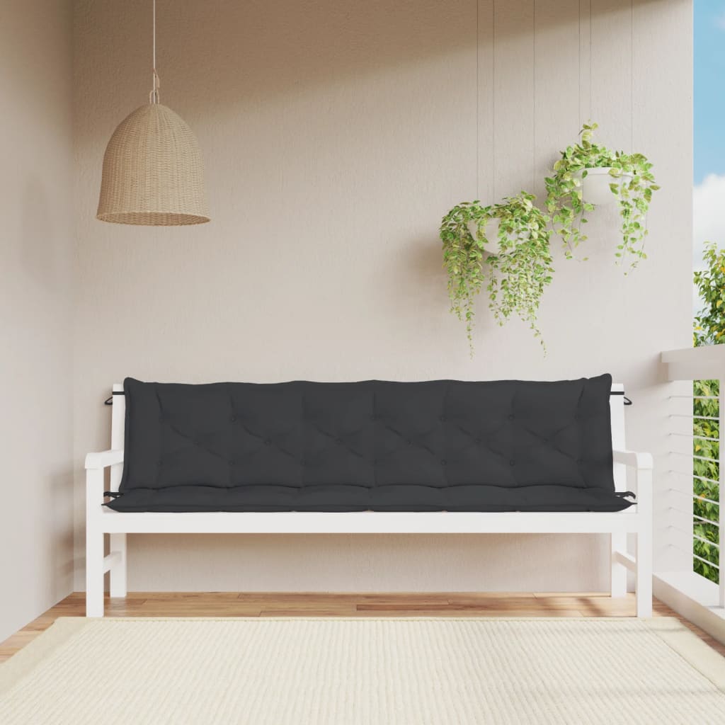 Garden Bench Cushions 2 Pcs Black 200x50x7 Cm Oxford Fabric