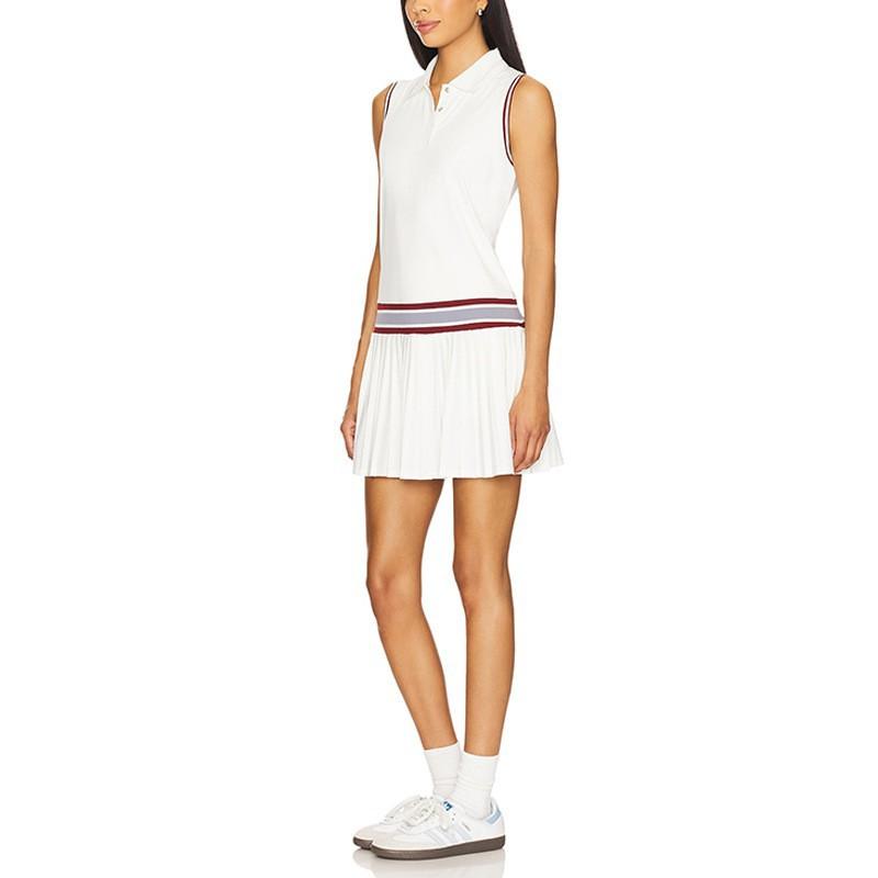Colored Tennis Dress Anti-exposure Pleated Running Fitness Skirt Outdoor Sports Clothes S белый