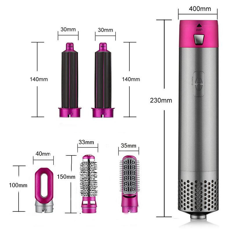 Vysoušeč vlasů 5v1 Tepelná hřebenová kulma Profesionální žehlička Žehlička na vlasy Stylingový kartáč Elektrická pomůcka pro úpravu vlasů Automatická kulma