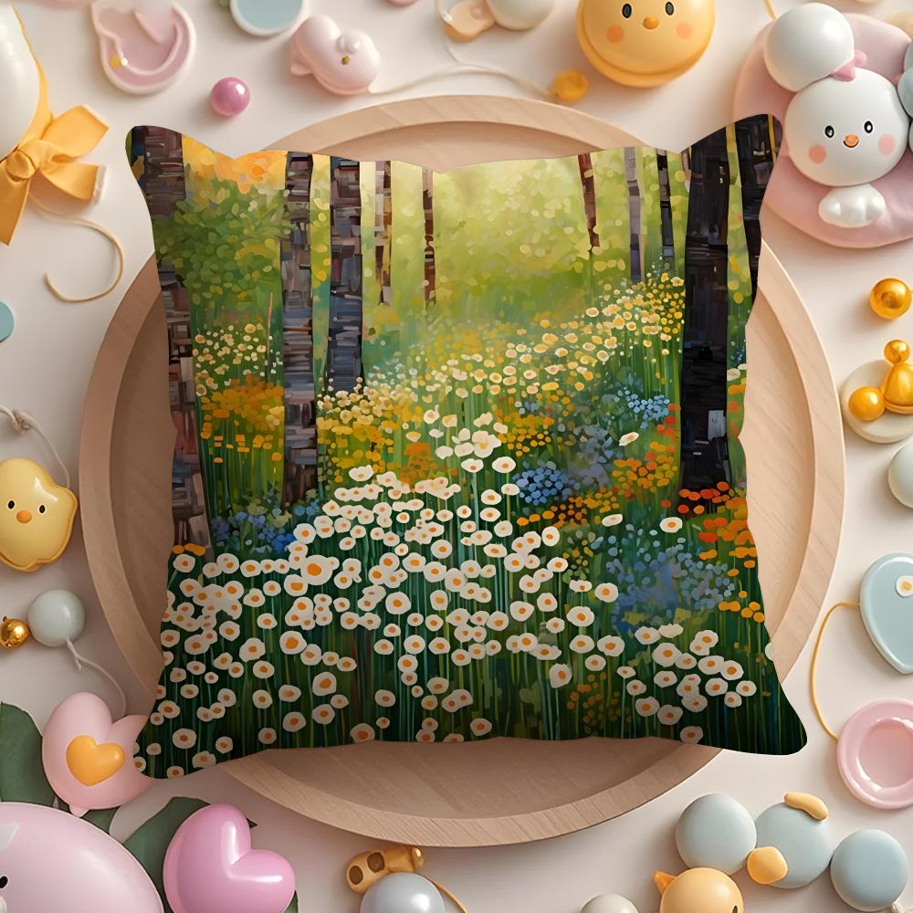 Midsummer Nights Flowers Cushion Cover Short Plush DoubleSided Printing Home Machine Washable in Warm Winter Pillow Cover