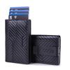 Luxury Men RFID Blocking Card Holder Smart Wallet Carbon Fiber Minimalist Bifold Pop Up Aluminum Credit Card Case with ID Window