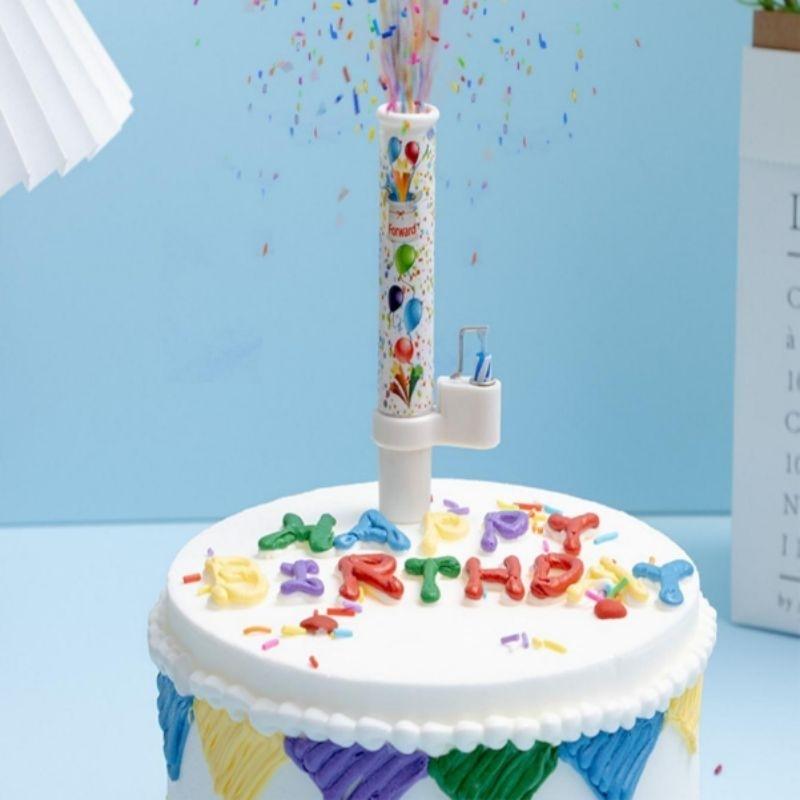 Magische Pop-Up Geburtstagskerzen mit Süßigkeiten-Überraschung Automatische Süßigkeiten-Schuss-Kuchendekorationen Lustige Partyartikel für Feiern