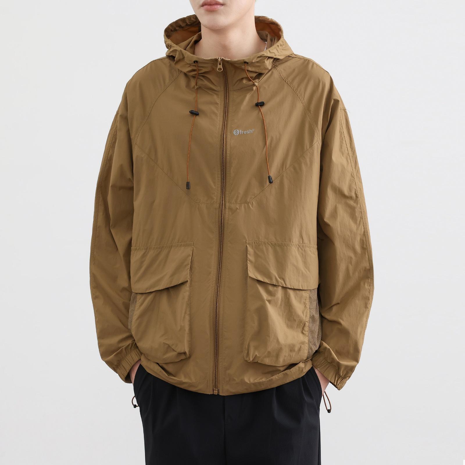 

UPF50 + Летняя солнцезащитная одежда для улицы Мужская куртка Дышащая куртка с капюшоном для защиты от УФ-лучей Солнцезащитная одежда для кожи Тренд 4XL