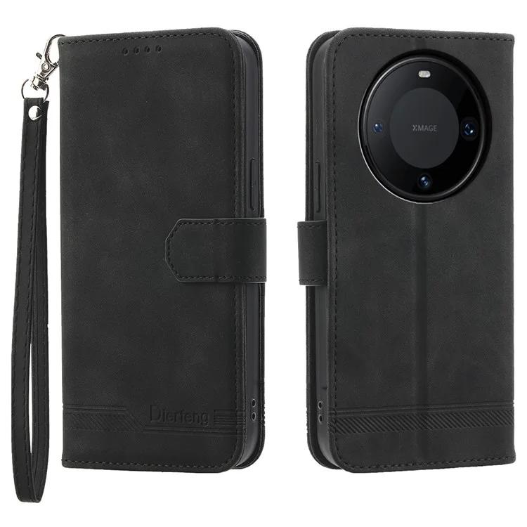 DF-03 PU Leder Stand Hülle für Huawei Mate 60 Pro Linien Aufgedruckte Telefonhülle Brieftasche