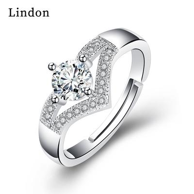 Lindon Classic Copper Alloy Zircon Ring Ladies Jewelry Wedding Promise Party Gift