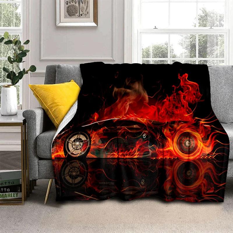 Coperta Cartone Animato Auto Sportiva Futura 3D HD Concept Car, Coperta Morbida da Divano per Casa Camera da Letto Letto Divano Picnic Viaggio Coperta per Bambino