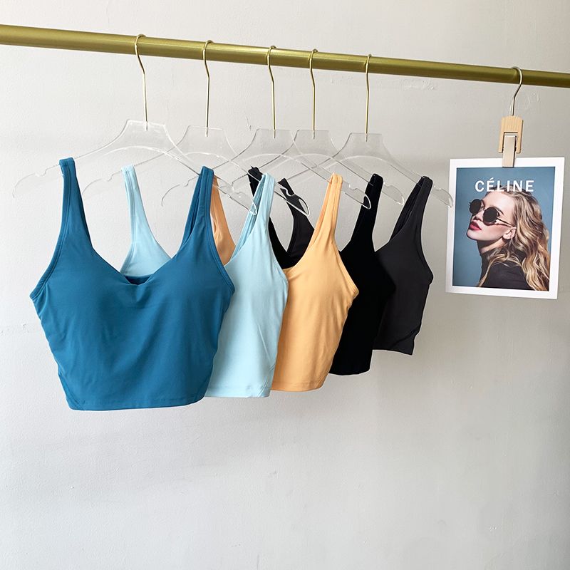 Lu Same Sports Vest Women's Summer Thin Semi-Fixed Cup Nude Feel Shaping Yoga Intimates U-Shaped Yoga Vest