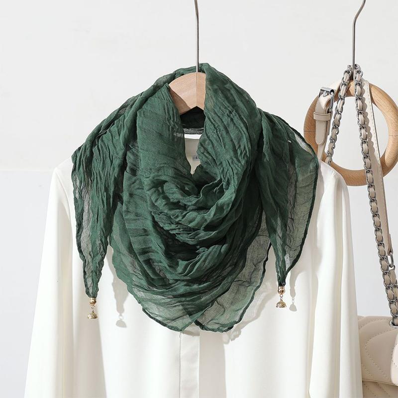 Women Scarf for Women Fashion Square Scarf Bohemian With Magnetic Buckle Casual Long Pleated Outings